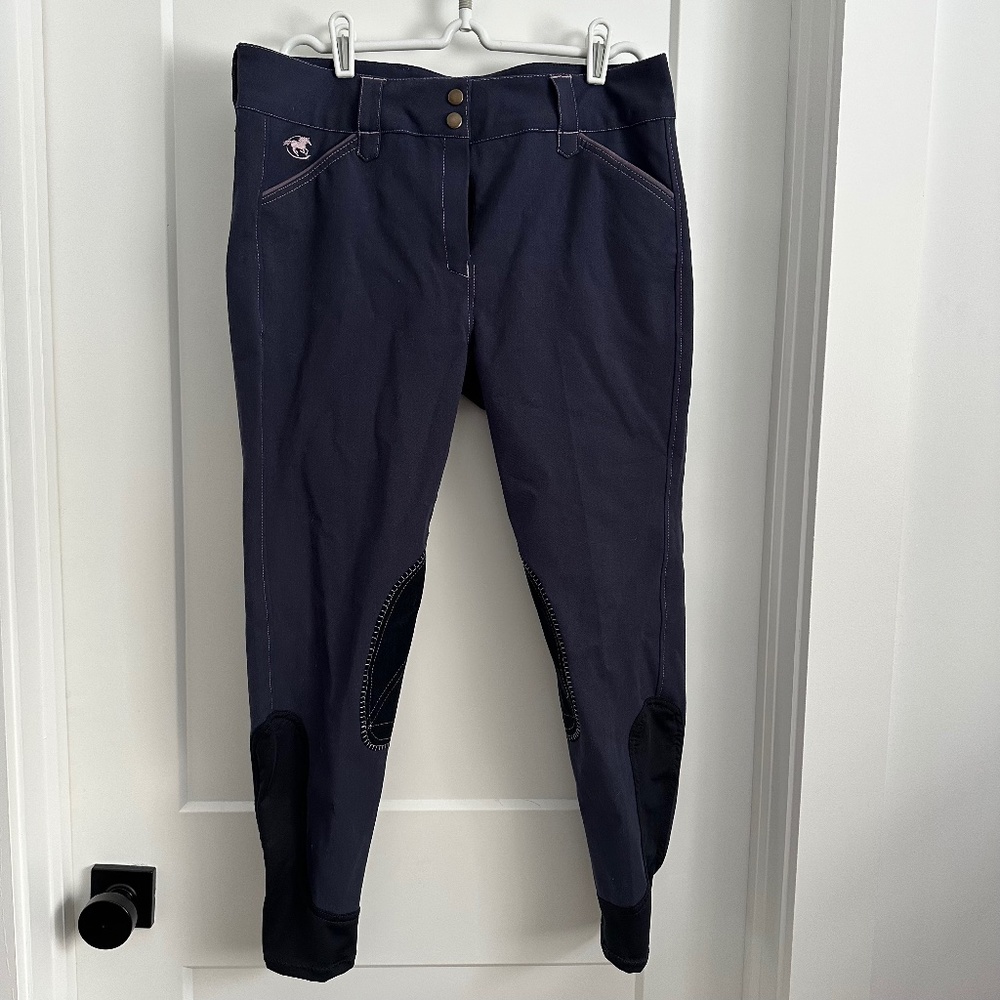 NWT SmarkPak Piper Knee Patch Breeches 34R (Monaco Blue/Lilac)